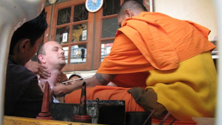Tattooed by a monk at Wat Bang Phra, near Bangkok