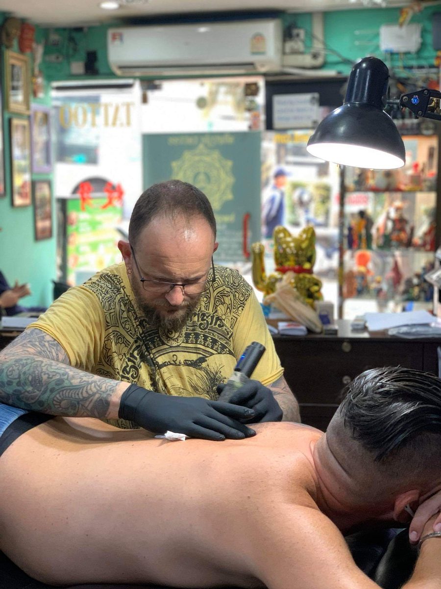 In Bangkok, at his friend Nuy's All Style Tattoo