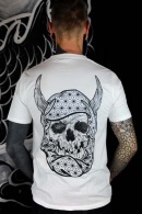 TS-DAR-BLANC Tattoo-on-move T-shirt Daruma-Skull Tattooed-body-is-beautifful