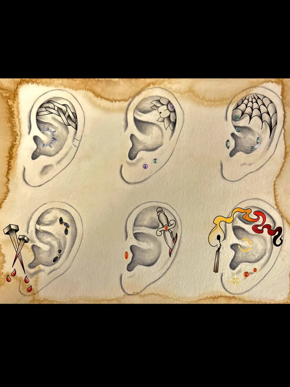 Collaboration piercing et tatouage : flashs old school et compositions, photo 8 sur 8