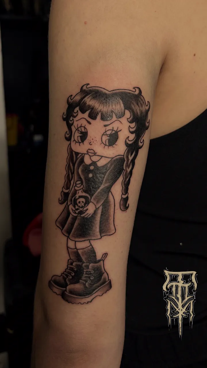 Tatouage old school en noir et gris
