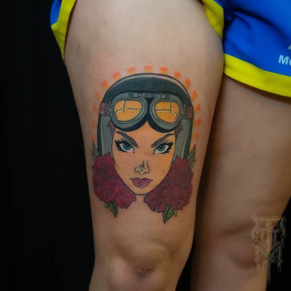 tony_kaboom_tattoo-on-move_anime_color_comics_motorcycle_girl_face_original